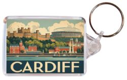 Cardiff - Wales - Artistic Double Sided Large Keyring 26W1