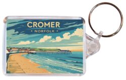 Cromer - Norfolk - Artistic Double Sided Large Keyring 26E1