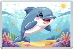 Cute Dolphin - Fun Jumbo Fridge Magnet