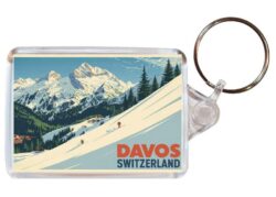 Davos - Switzerland - Artistic Double Sided Large Keyring 26S1