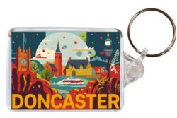 Doncaster - Yorkshire - Artistic Double Sided Large Keyring 26E1
