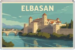 Elbasan - Albania - Artistic Jumbo Fridge Magnet 26A1