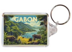 Gabon - Artistic Double Sided Large Keyring 26G1