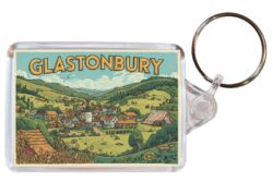 Glastonbury - Somerset - Artistic Double Sided Large Keyring 26E1