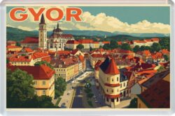 Gyor - Hungary - Artistic Jumbo Fridge Magnet 26H1