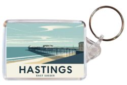 Hastings - East Sussex - Artistic Double Sided Large Keyring 26E1