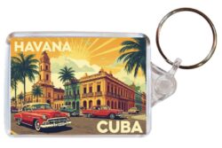Havana - Cuba - Artistic Double Sided Large Keyring 26C1