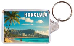 Honolulu - Hawaii - Artistic Double Sided Large Keyring 26US1