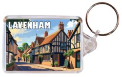 Lavenham - Suffolk - Artistic Double Sided Large Keyring 26E1