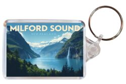 Milford Sound - New Zealand - Artistic Double Sided Large Keyring 26NZ1