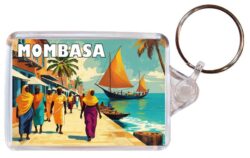 Mombasa - Kenya - Artistic Double Sided Large Keyring 26K1
