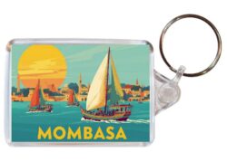 Mombasa - Kenya - Artistic Double Sided Large Keyring 26K2