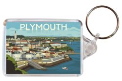 Plymouth - Devon - Artistic Double Sided Large Keyring 26E1