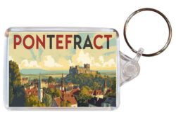 Pontefract - Yorkshire - Artistic Double Sided Large Keyring 26E1