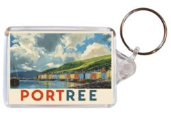 Portree - Isle of Skye - Artistic Double Sided Large Keyring 26S1
