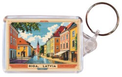 Riga - Latvia - Artistic Double Sided Large Keyring 26L1