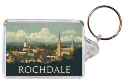 Rochdale - Lancashire - Artistic Double Sided Large Keyring 26E1