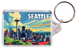 Seattle - USA - Artistic Double Sided Large Keyring 26US1