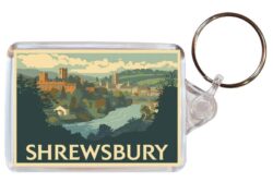 Shrewsbury - Shropshire - Artistic Double Sided Large Keyring 26E1