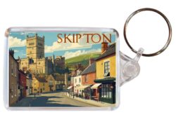 Skipton - Yorkshire - Artistic Double Sided Large Keyring 26E1