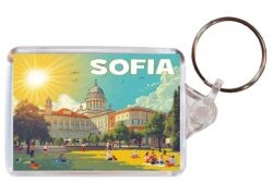 Sofia - Bulgaria - Artistic Double Sided Large Keyring 26B1