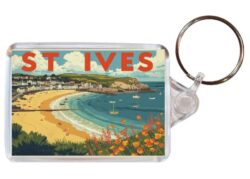 St Ives - Cornwall - Artistic Double Sided Large Keyring 26E1