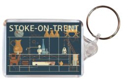 Stoke-on-Trent - Staffordshire - Artistic Double Sided Large Keyring 26E1