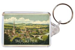 Tadcaster - Yorkshire - Artistic Double Sided Large Keyring 26E1