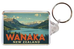 Wanaka - New Zealand - Artistic Double Sided Large Keyring 26NZ1