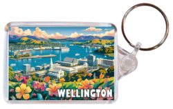 Wellington - New Zealand - Artistic Double Sided Large Keyring 26NZ1