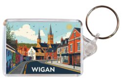Wigan - Lancashire - Artistic Double Sided Large Keyring 26E1