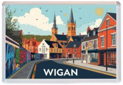 Wigan - Lancashire - Artistic Jumbo Fridge Magnet 26E1