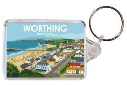 Worthing - West Sussex - Artistic Double Sided Large Keyring 26E1