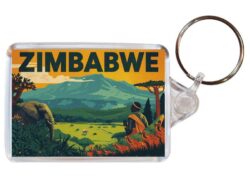 Zimbabwe - Artistic Double Sided Large Keyring 26Z1